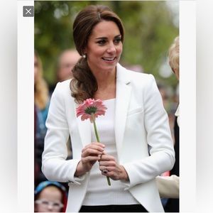 RARE ZARA BLAZER WAFFLE WHITE COAT SILVER BUTTONS IVORY JACKET LARGE - L